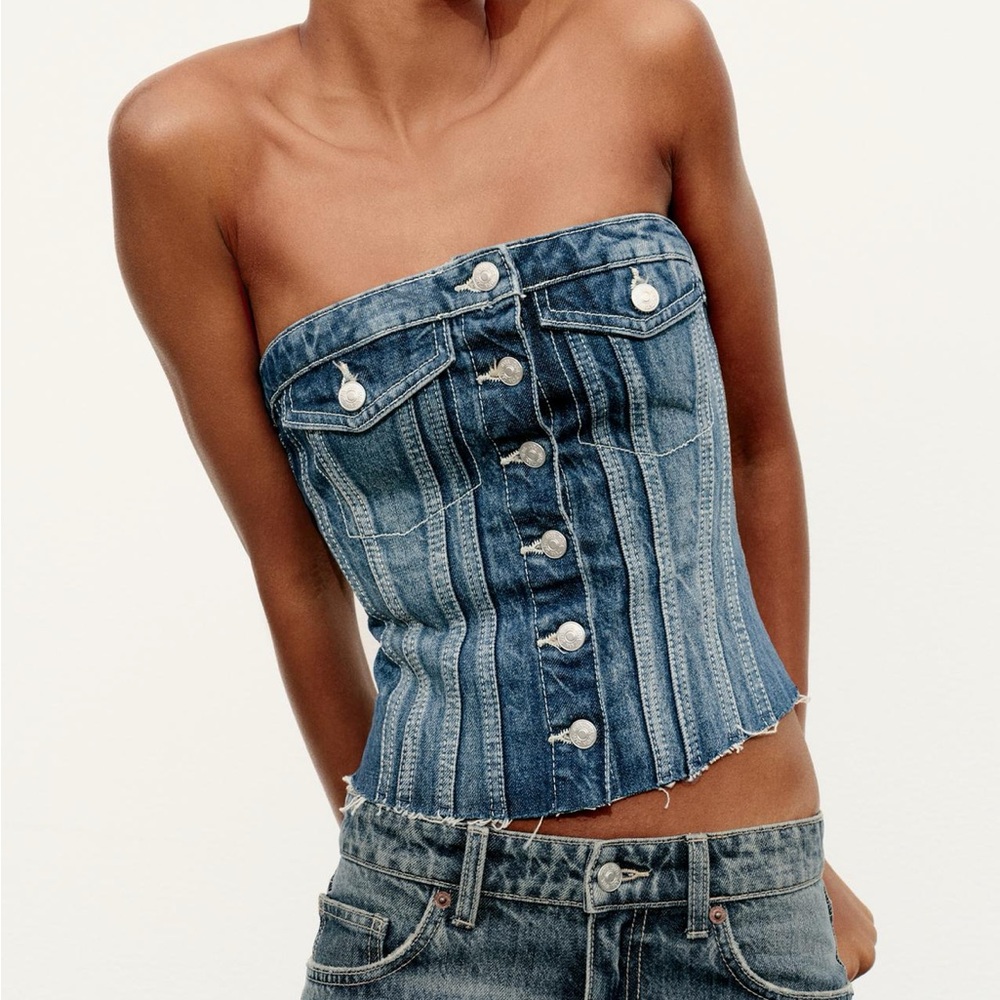 Corset Style Denim Top